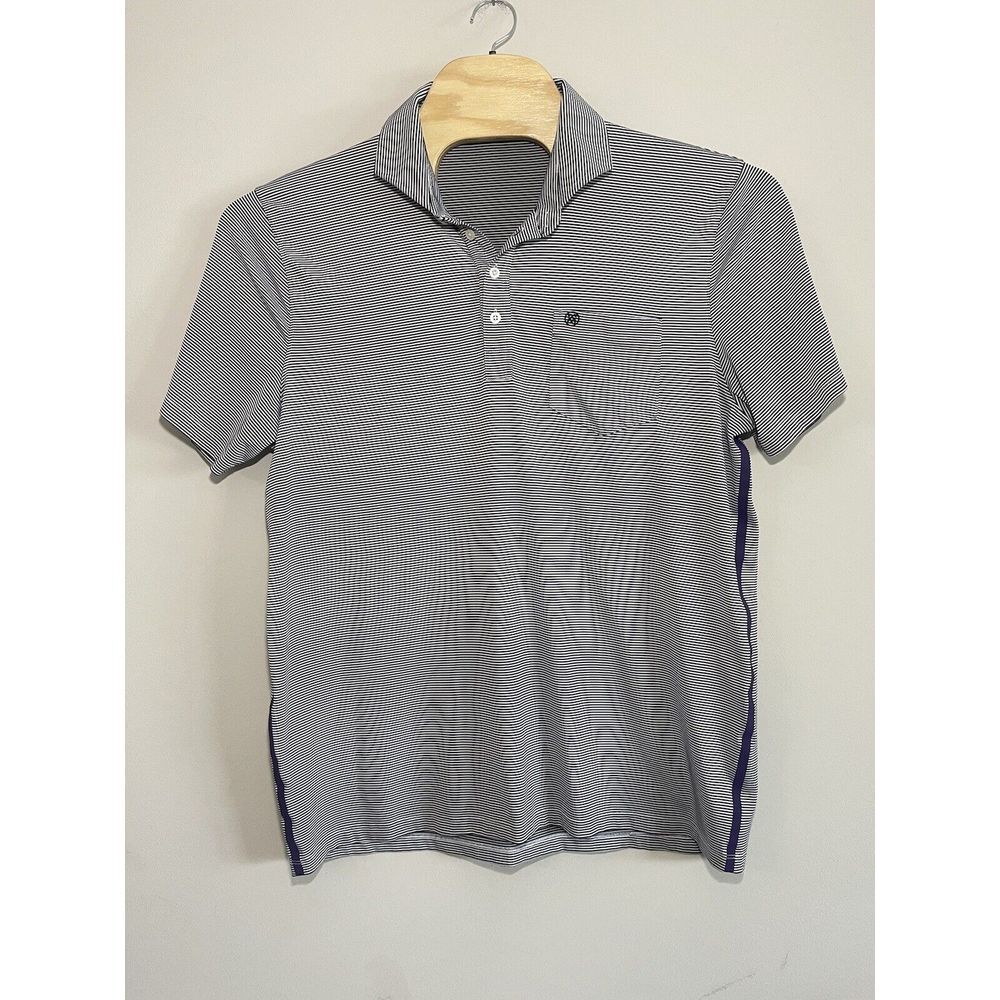 G Fore Polo Shirt Mens XL White Purple Striped Performance Collared Golf SS